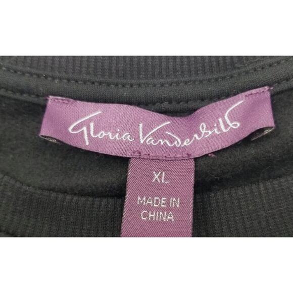 GLORIA VANDERBUILT Black Lace Detail on L/S Sweatshirt Sz XL - Picture 5 of 6